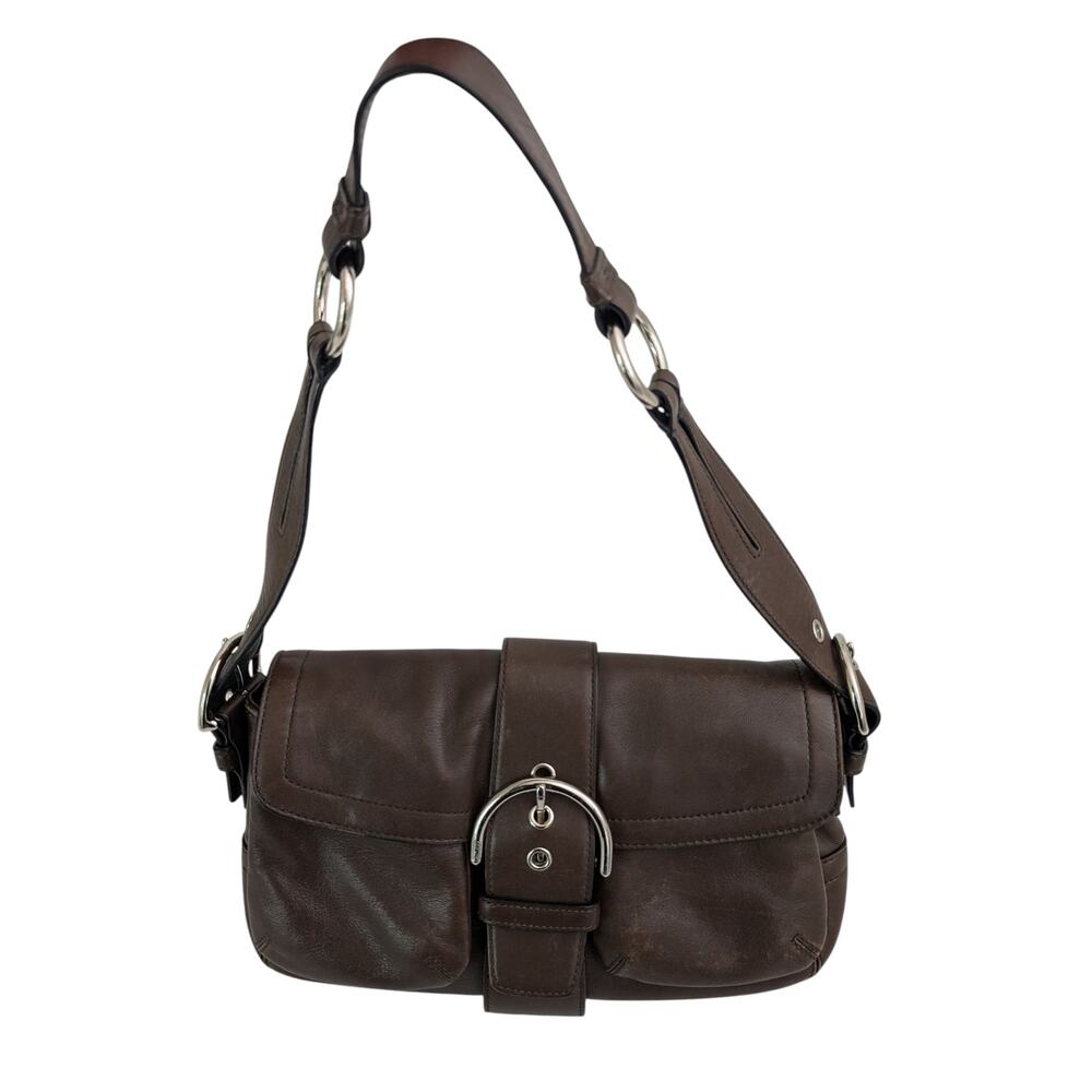 Vintage COACH Soho Leather Pocket Flap Y2K Chocolate Brown Shoulder Bag 3653